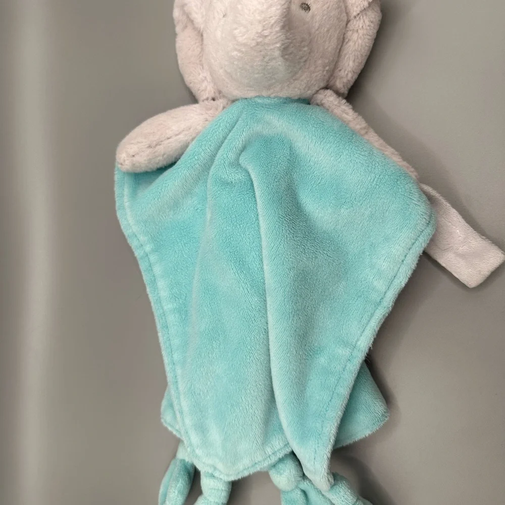 Carter’s Plush Elephant Lovey Security‎ Blanket Rattle Blue Long Rectangle Knots